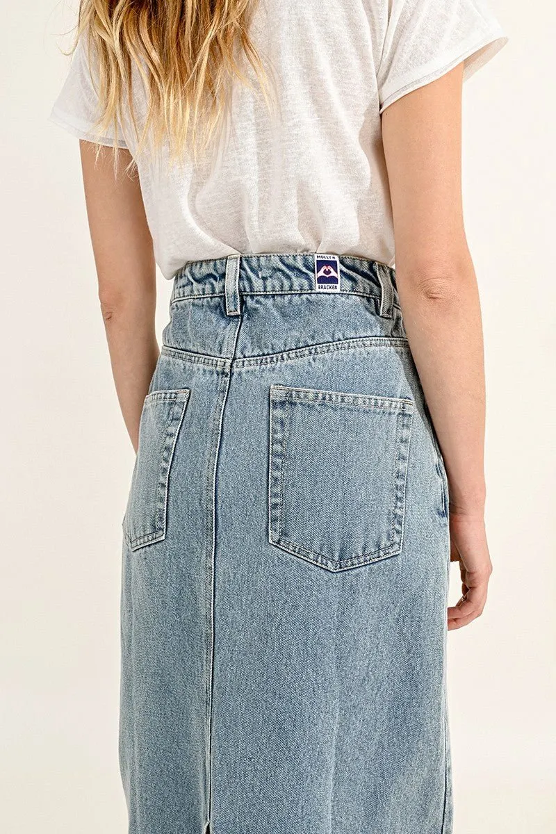 PENCIL WASHED DENIM SKIRT