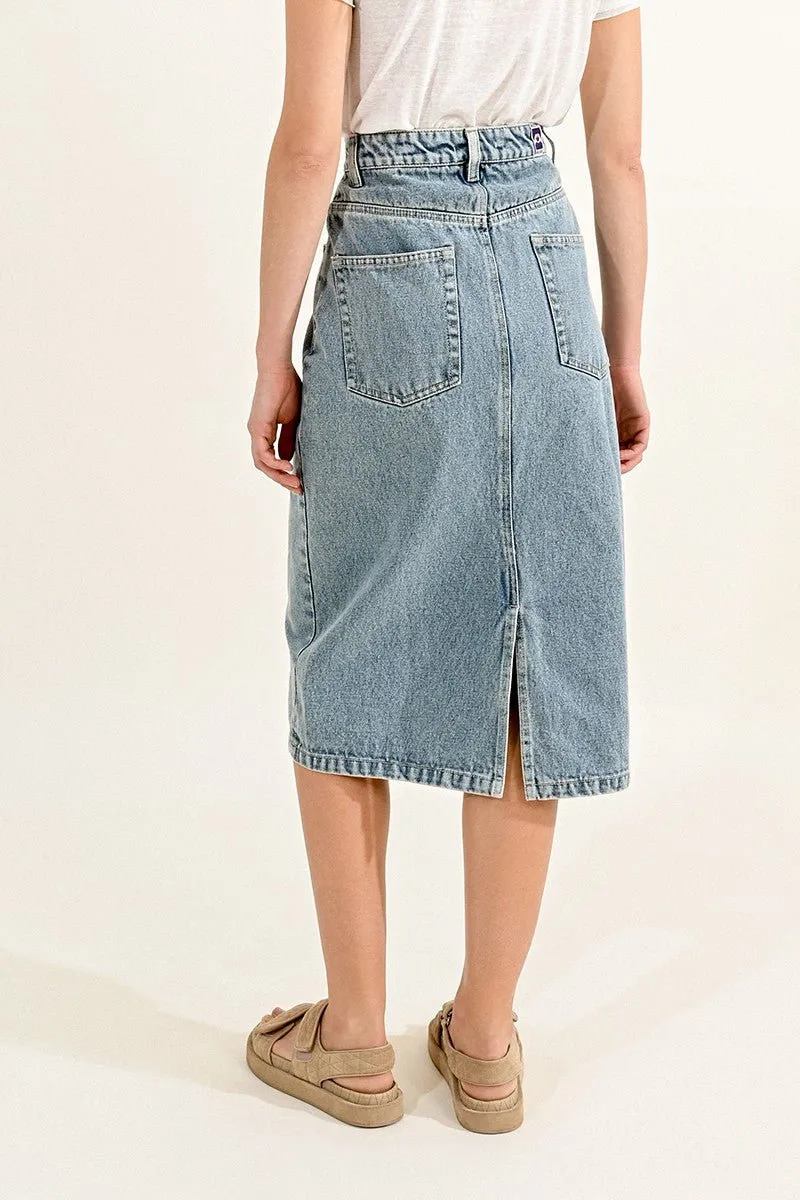 PENCIL WASHED DENIM SKIRT