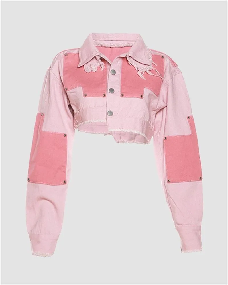 Pinky Patchwork Denim Jacket