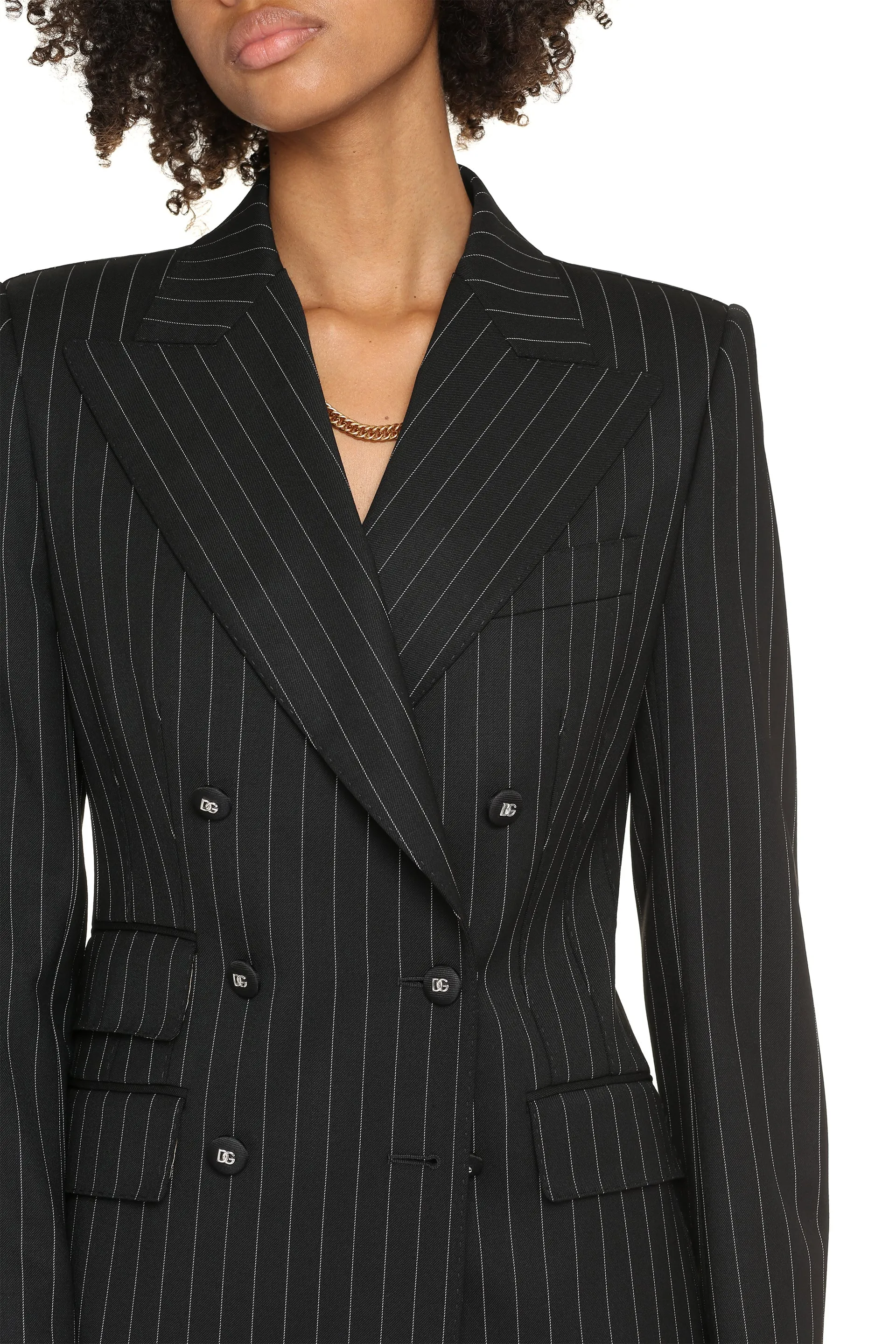 Pinstripe double breasted blazer