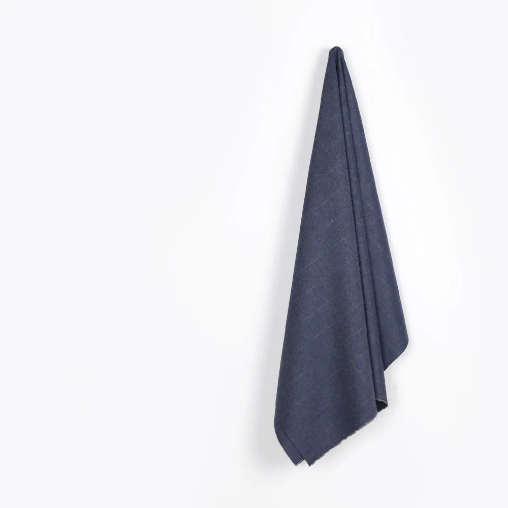 Pinstripe Herringbone Wool Blend Suiting - Marine Mix (remnant)