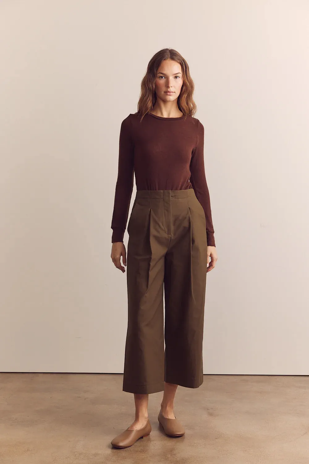 Pleated Cotton/Tencel Trouser | Amente