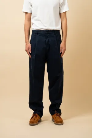 Pleated Twill Chino - Navy