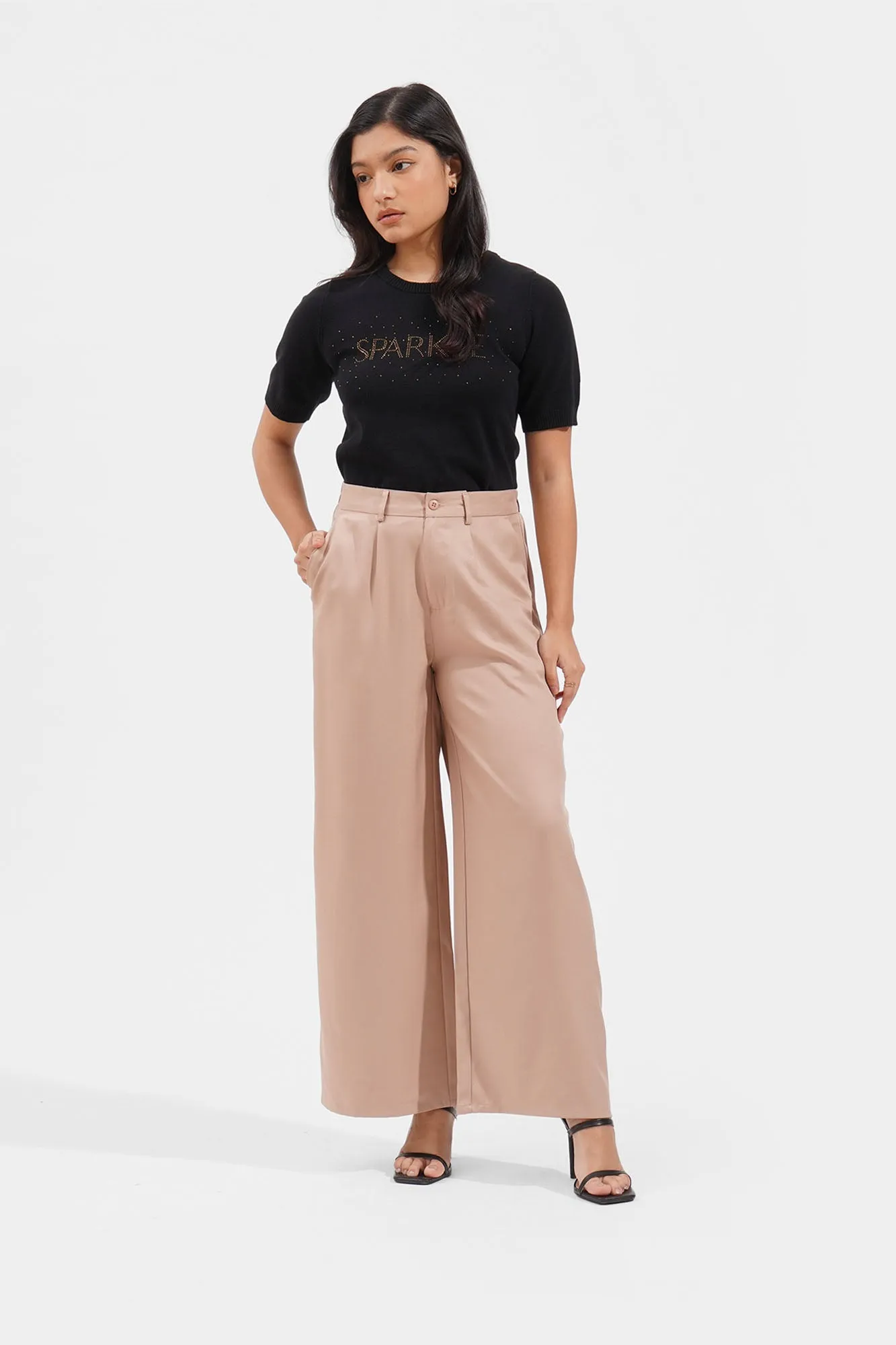 Pleated Wide Leg Trousers