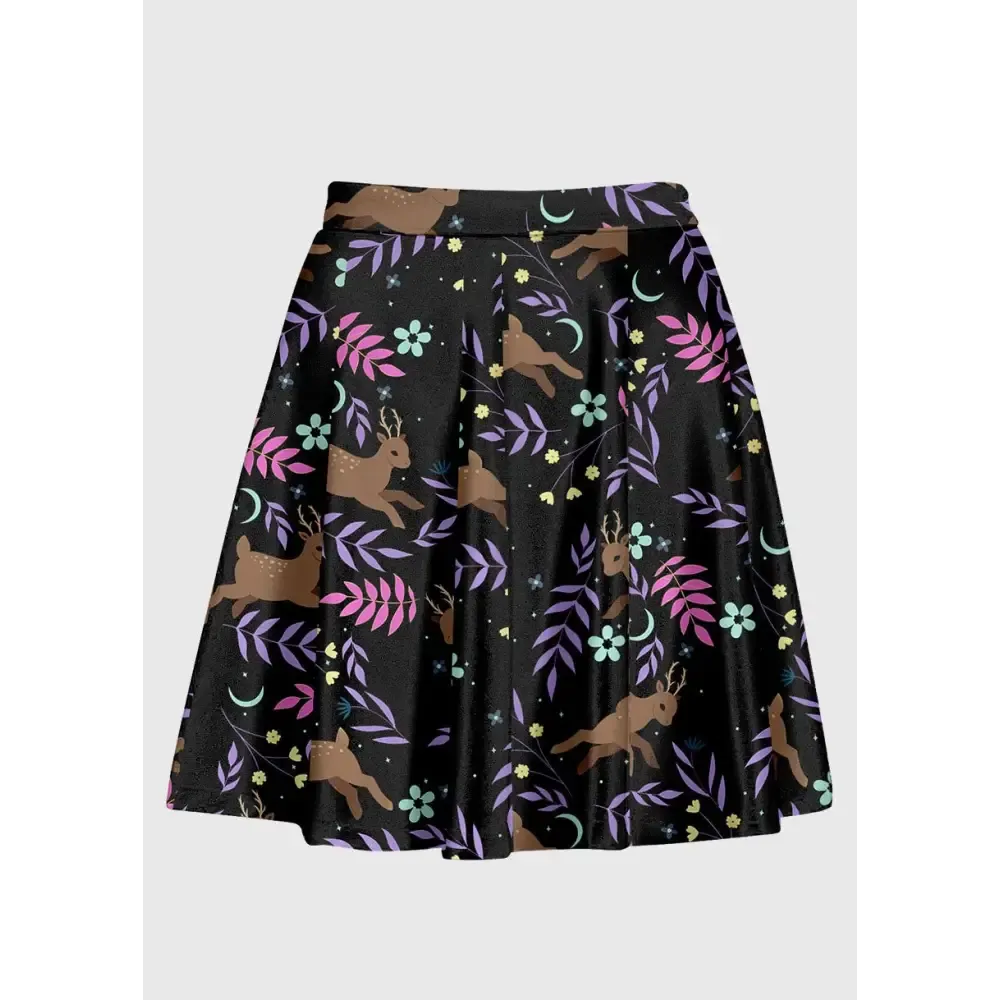 Plus Size Deer Floral Kawaii High Waist Skirt for Whimsical Style