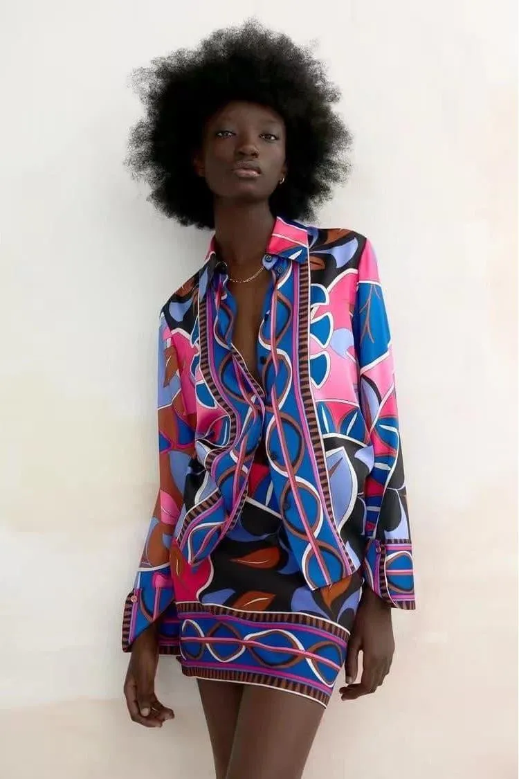 Printed drape suit 2 pieces