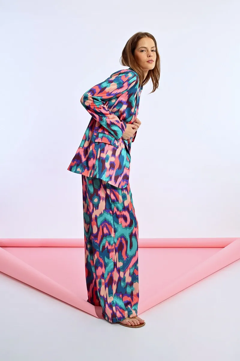 PRINTED PLEATED PANTS