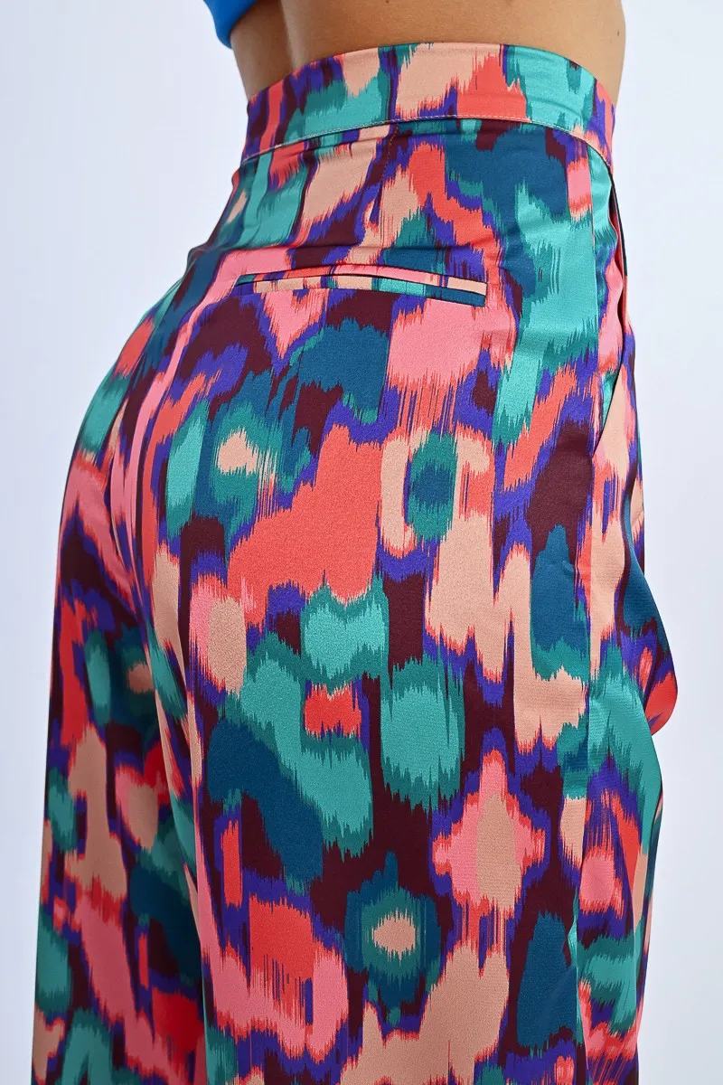 PRINTED PLEATED PANTS