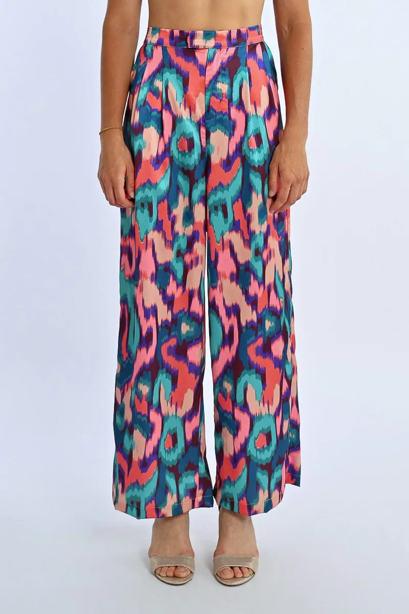 PRINTED PLEATED PANTS