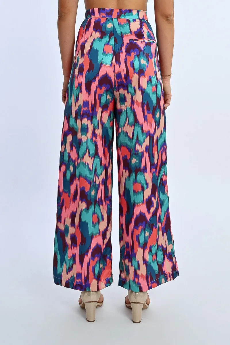 PRINTED PLEATED PANTS