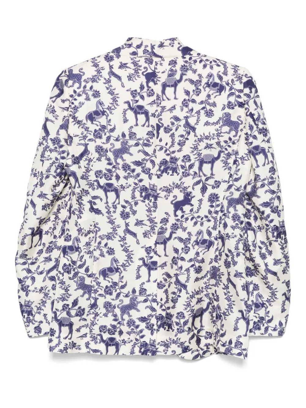Printed silk double-breasted jacket