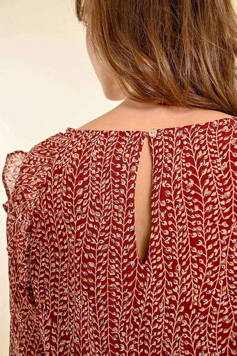 PRINTED VOILE BLOUSE