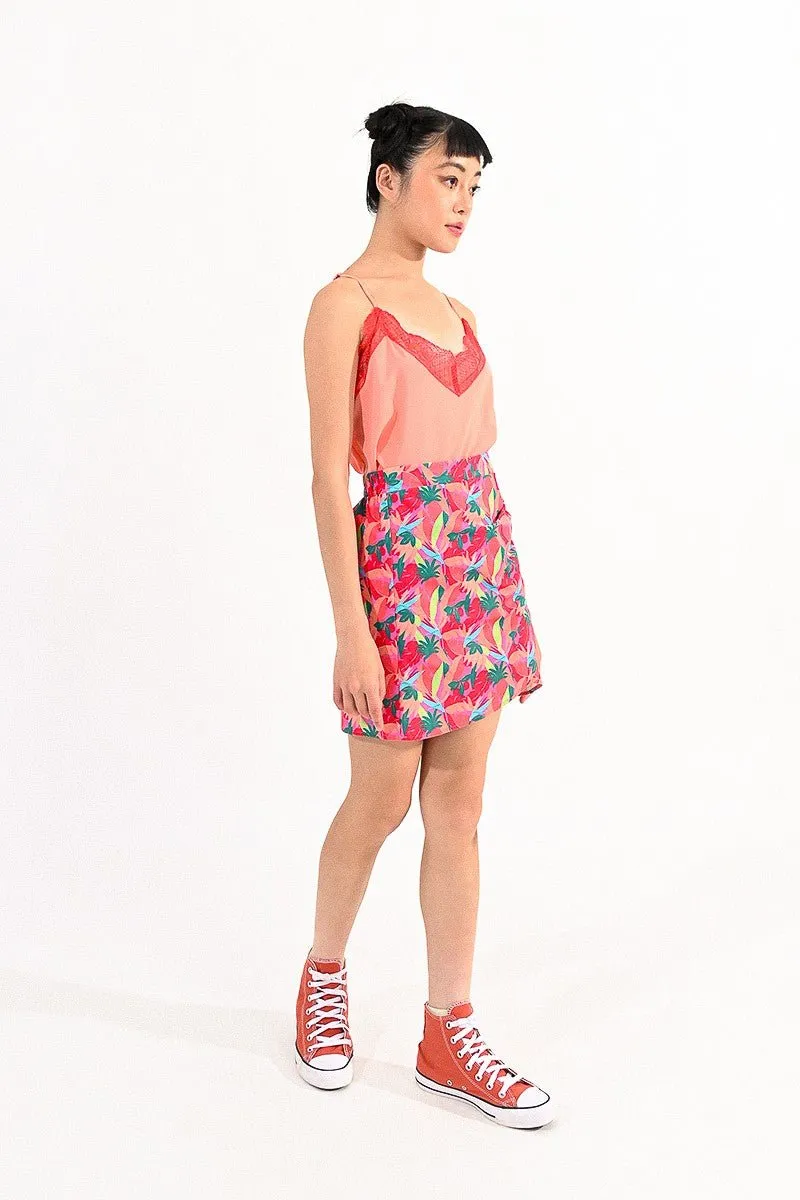 PRINTED WRAP-AROUND MINI SKIRT