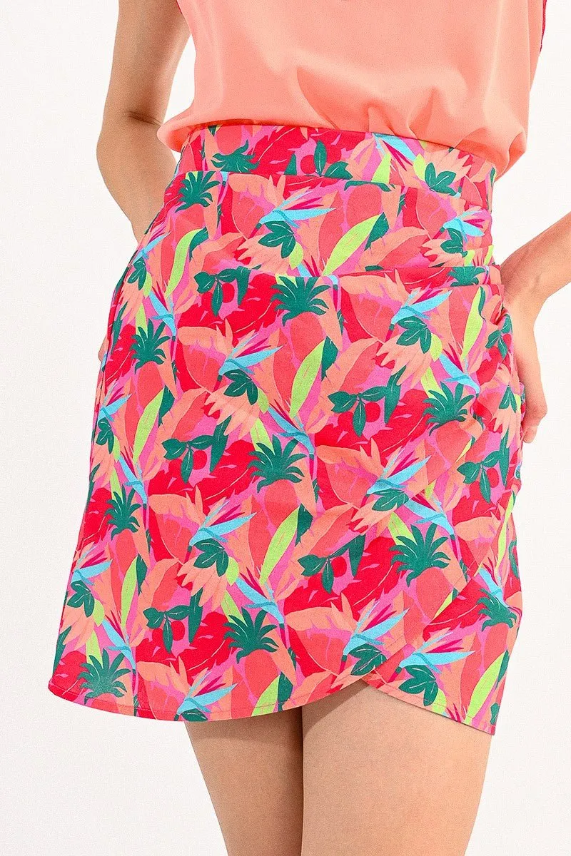 PRINTED WRAP-AROUND MINI SKIRT