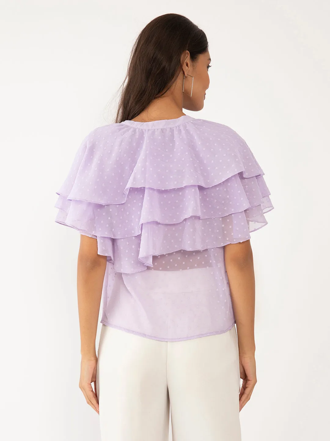 Purple Textured Ruffled Top