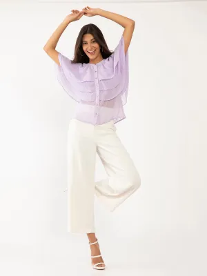 Purple Textured Ruffled Top
