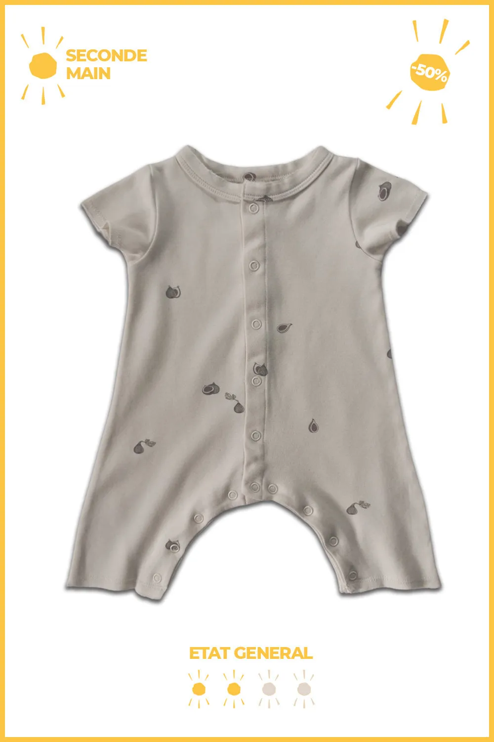 Pyjama Combinaison Léo Petites Figues Ecru  - 2nde Main