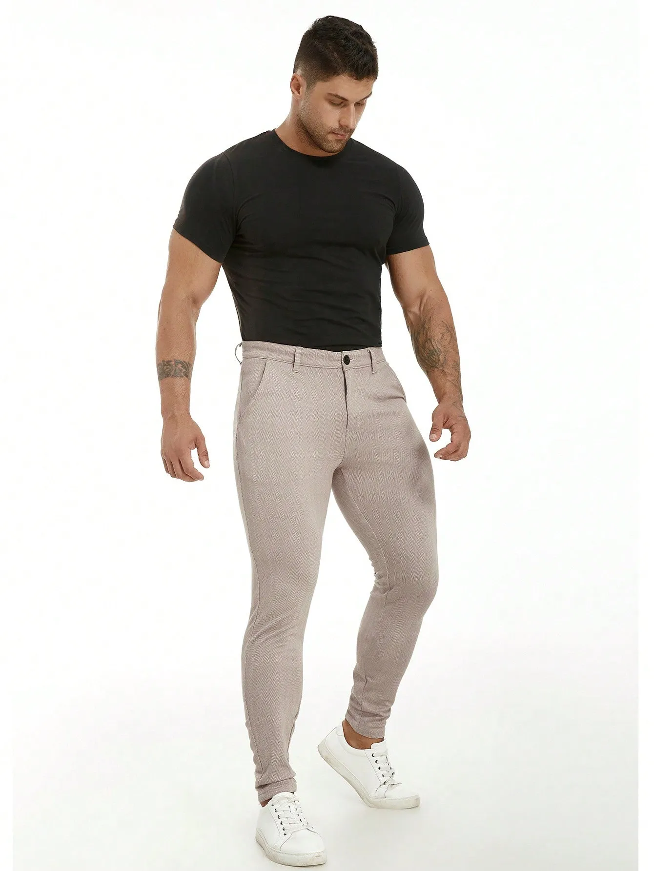 QA Mens Chinos Plaid Pants Slim Fit Stretch Dress Pant Wrinkle-Resistant Pleated Formal Pants