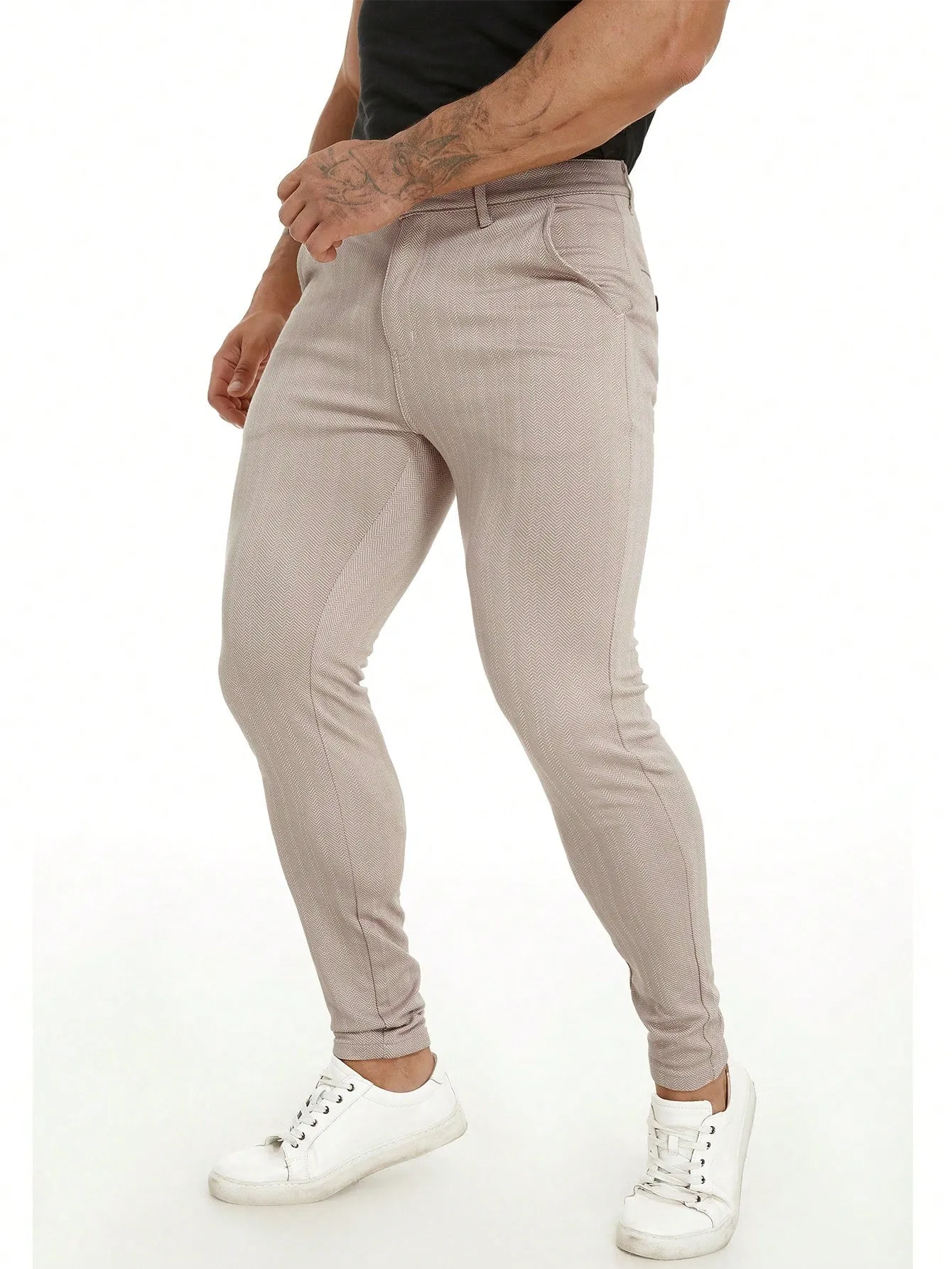 QA Mens Chinos Plaid Pants Slim Fit Stretch Dress Pant Wrinkle-Resistant Pleated Formal Pants