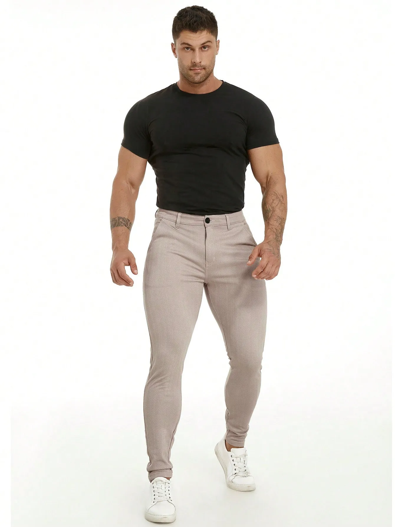 QA Mens Chinos Plaid Pants Slim Fit Stretch Dress Pant Wrinkle-Resistant Pleated Formal Pants