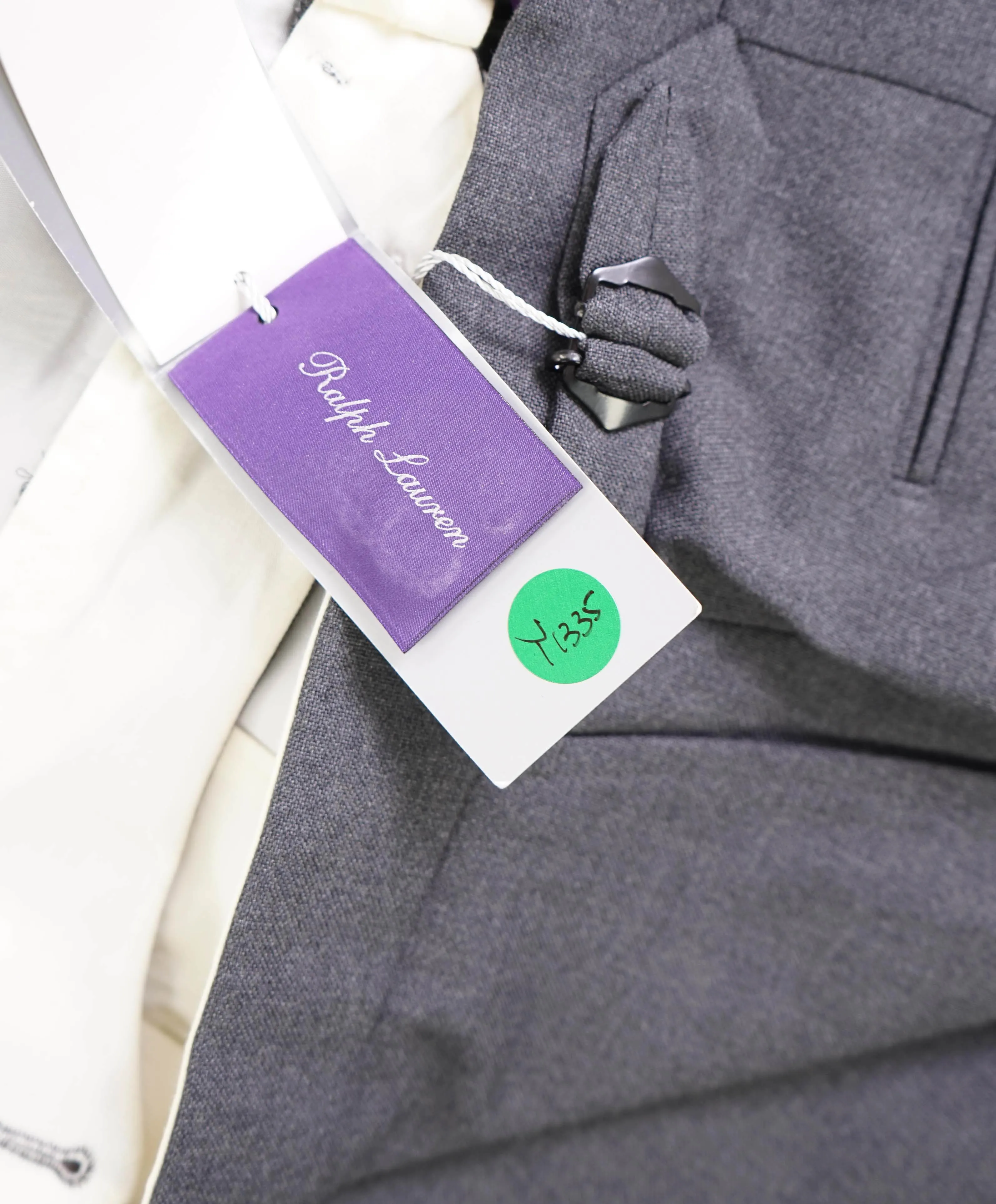 RALPH LAUREN PURPLE LABEL - *SIDE TABS* Gray Flat Front Dress Pants - 40W