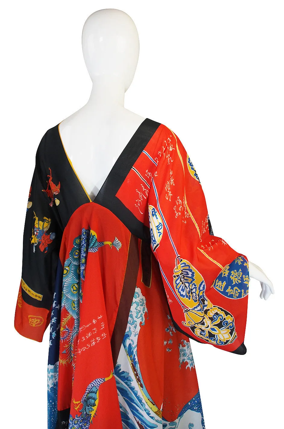 Rare, Early 1970s LaVetta Silk Scarf Caftan Dress