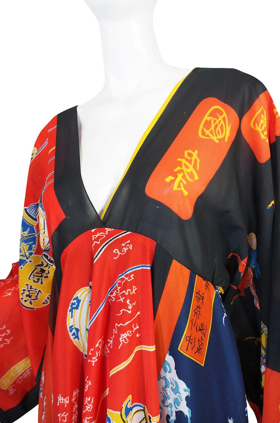 Rare, Early 1970s LaVetta Silk Scarf Caftan Dress