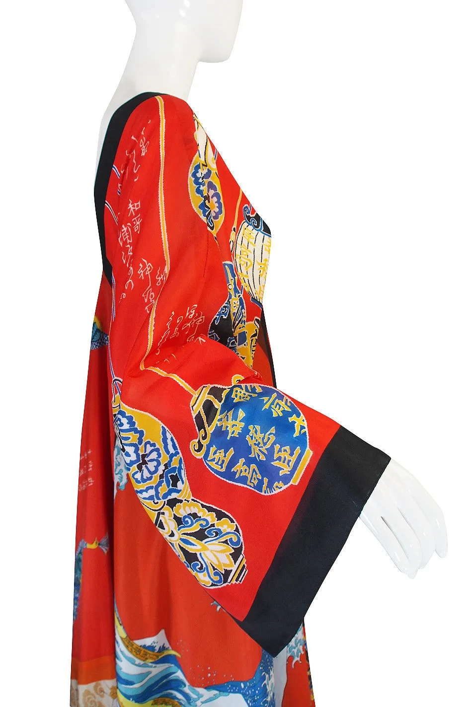 Rare, Early 1970s LaVetta Silk Scarf Caftan Dress