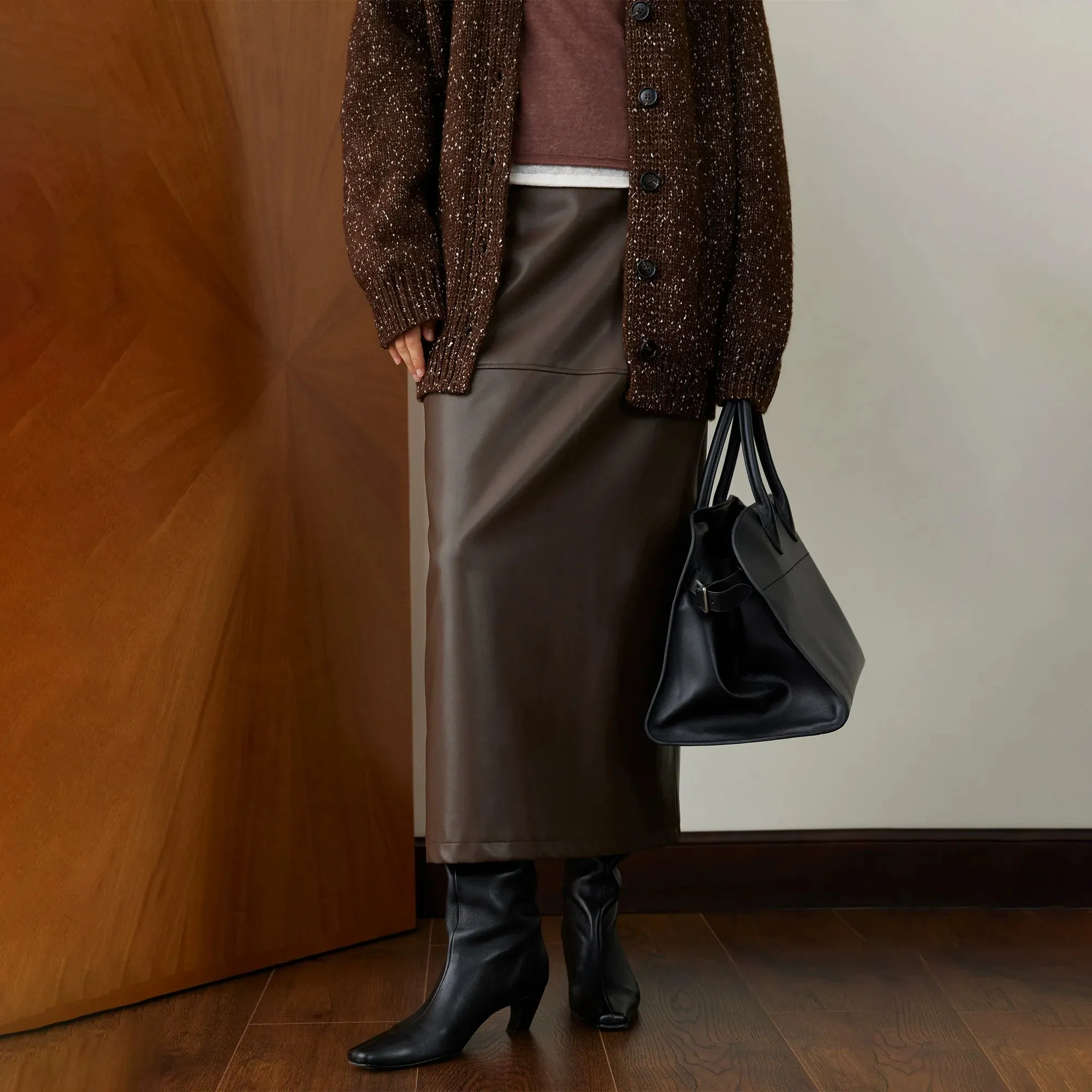 Reversible High-Waisted Midi Skirt