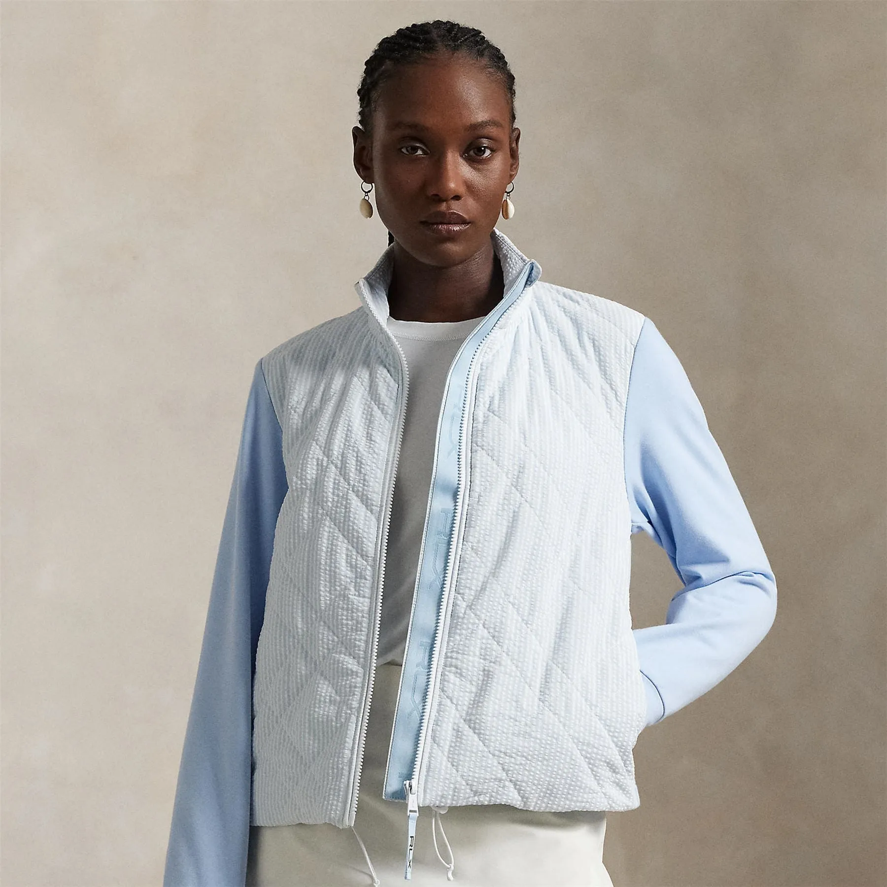 RLX Full Zip Quilted Cropped Jacket Cold Springs/Ceramic White