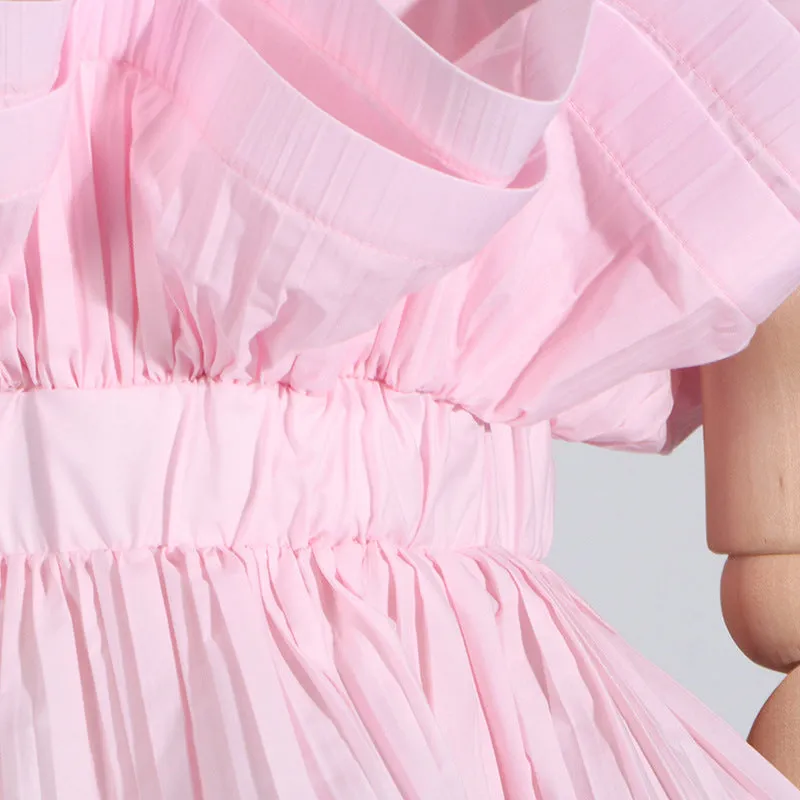 Ruffled Elastic Waist Short-Sleeved Shirt