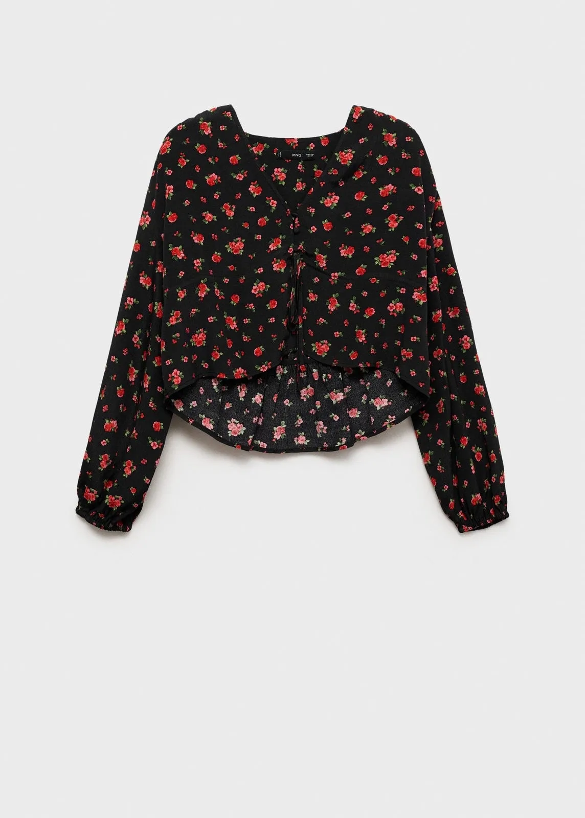 Ruffled floral blouse - Black