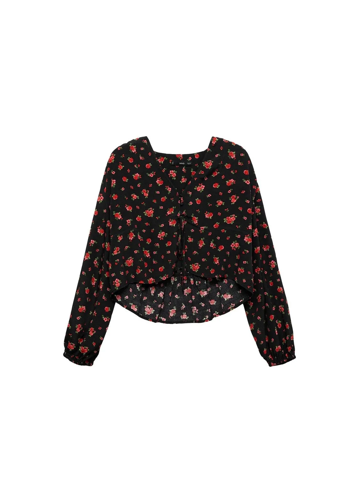 Ruffled floral blouse - Black