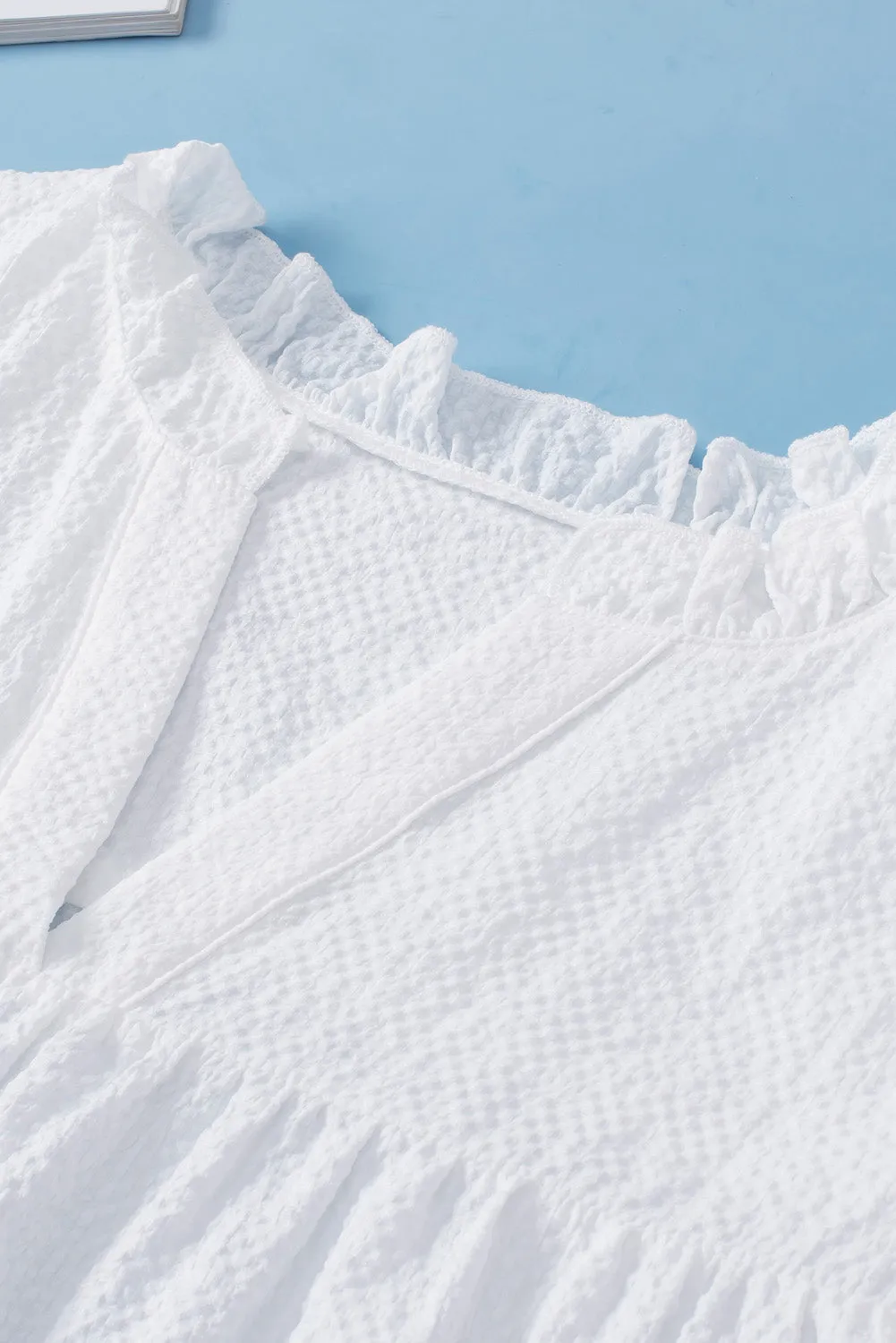Ruffled Flutter Sleeve Plus Size Blouse