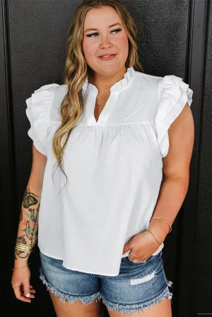 Ruffled Flutter Sleeve Plus Size Blouse
