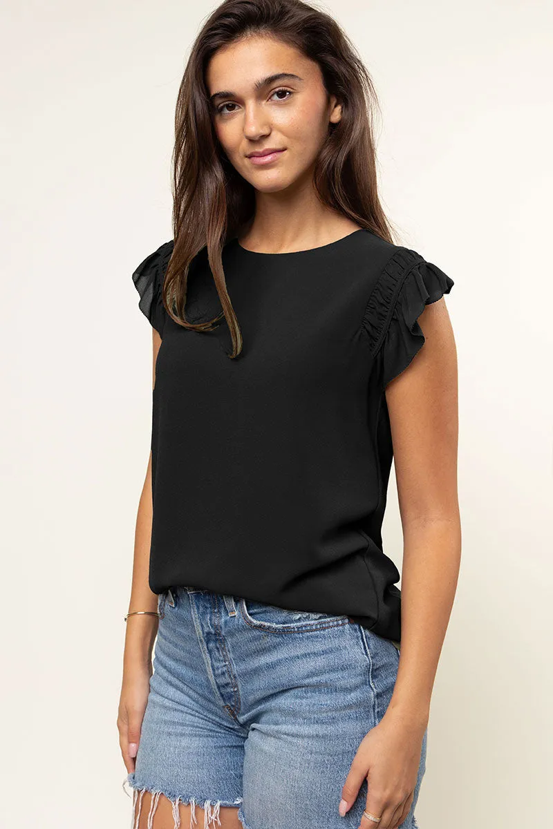 Ruffled Shoulder Sleeve Top