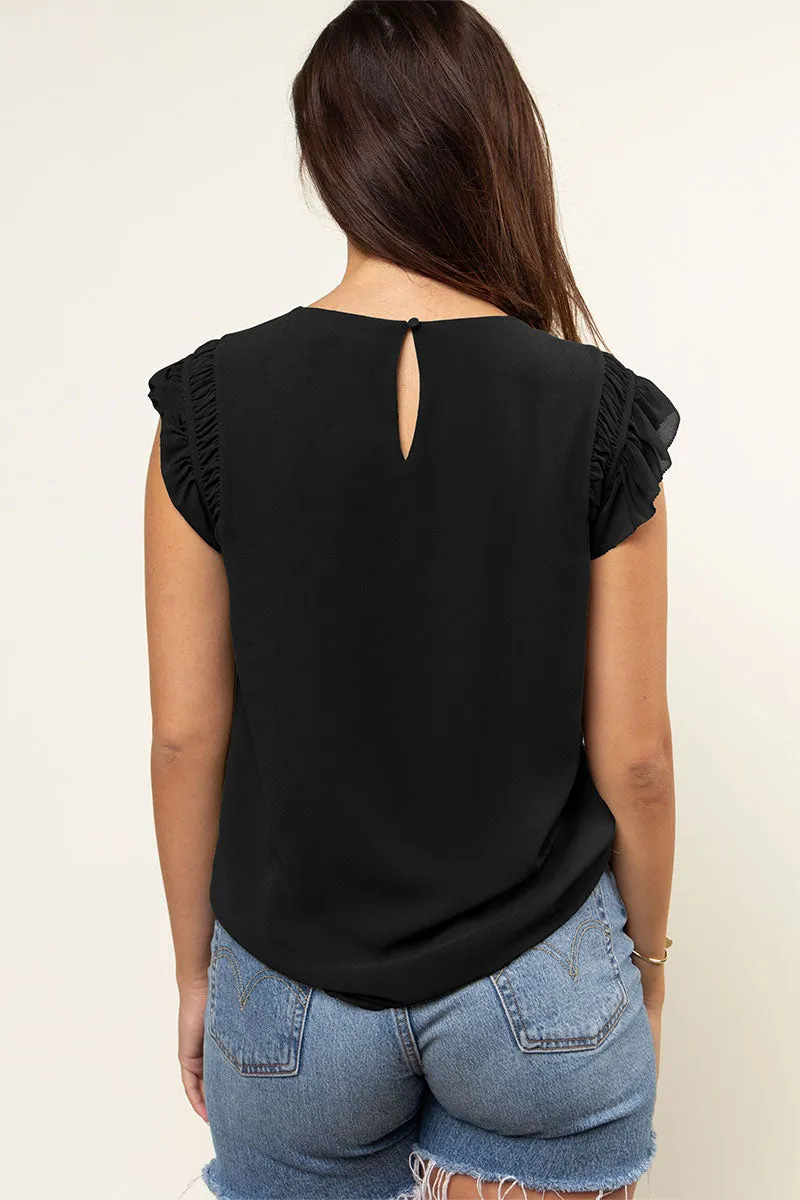 Ruffled Shoulder Sleeve Top