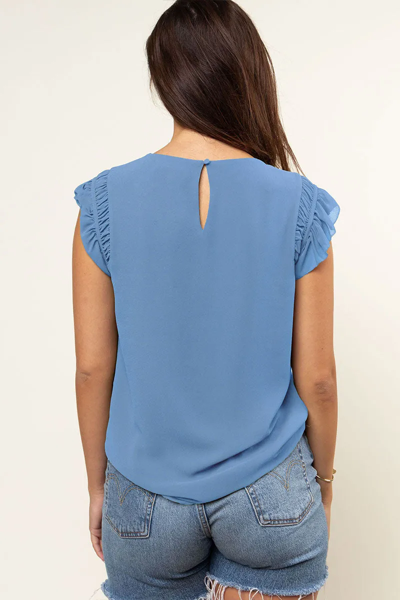 Ruffled Shoulder Sleeve Top