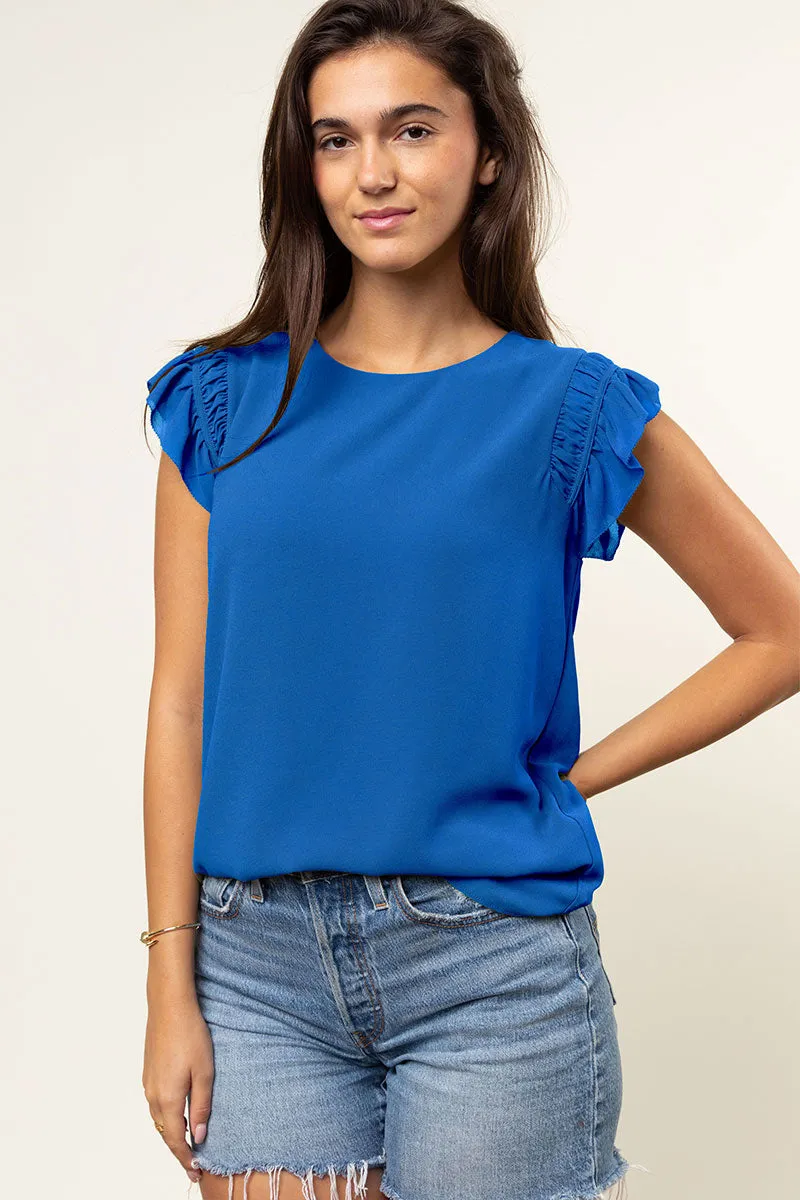 Ruffled Shoulder Sleeve Top
