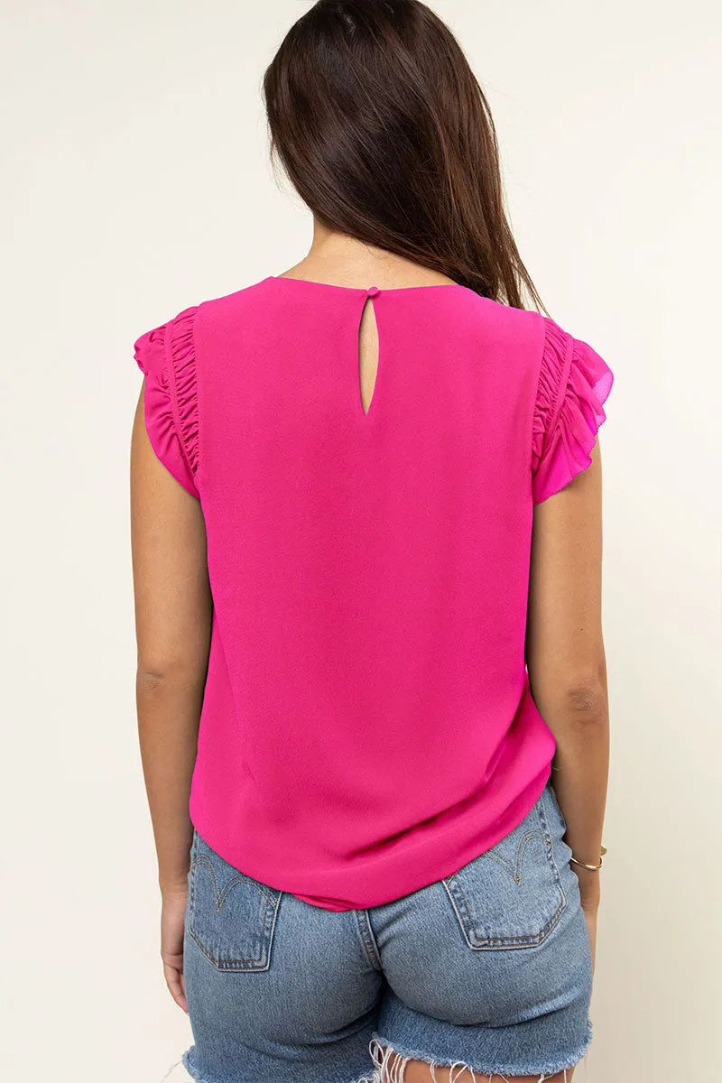 Ruffled Shoulder Sleeve Top