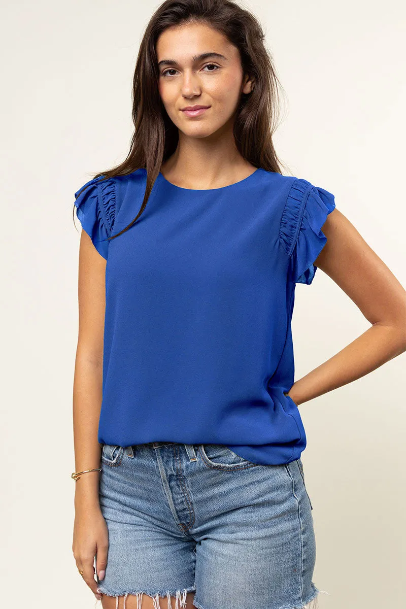 Ruffled Shoulder Sleeve Top