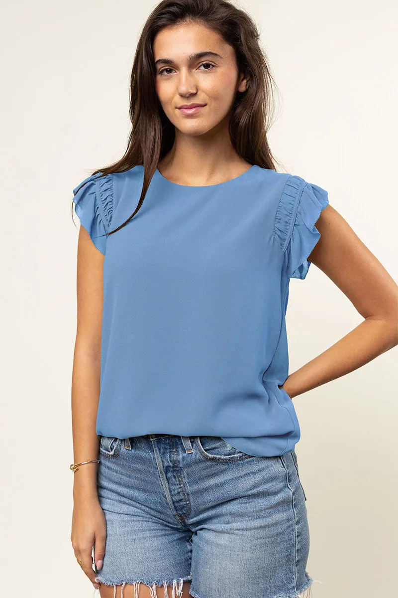 Ruffled Shoulder Sleeve Top