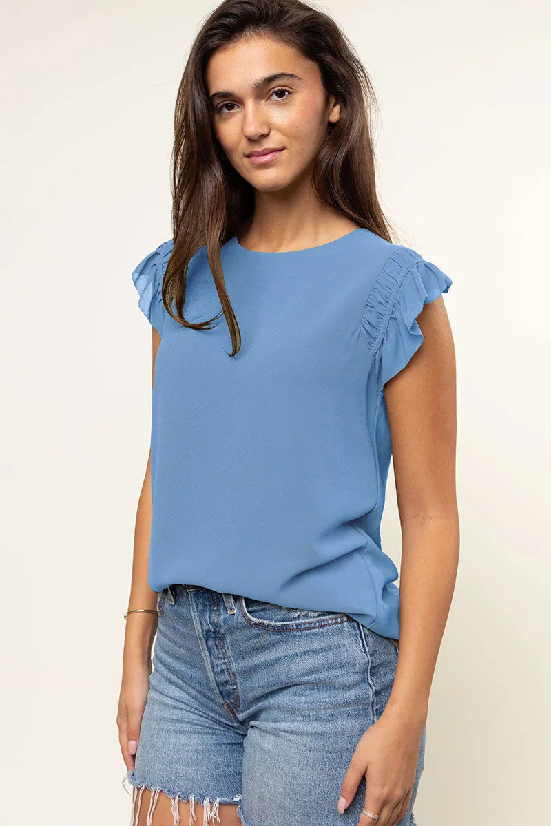Ruffled Shoulder Sleeve Top