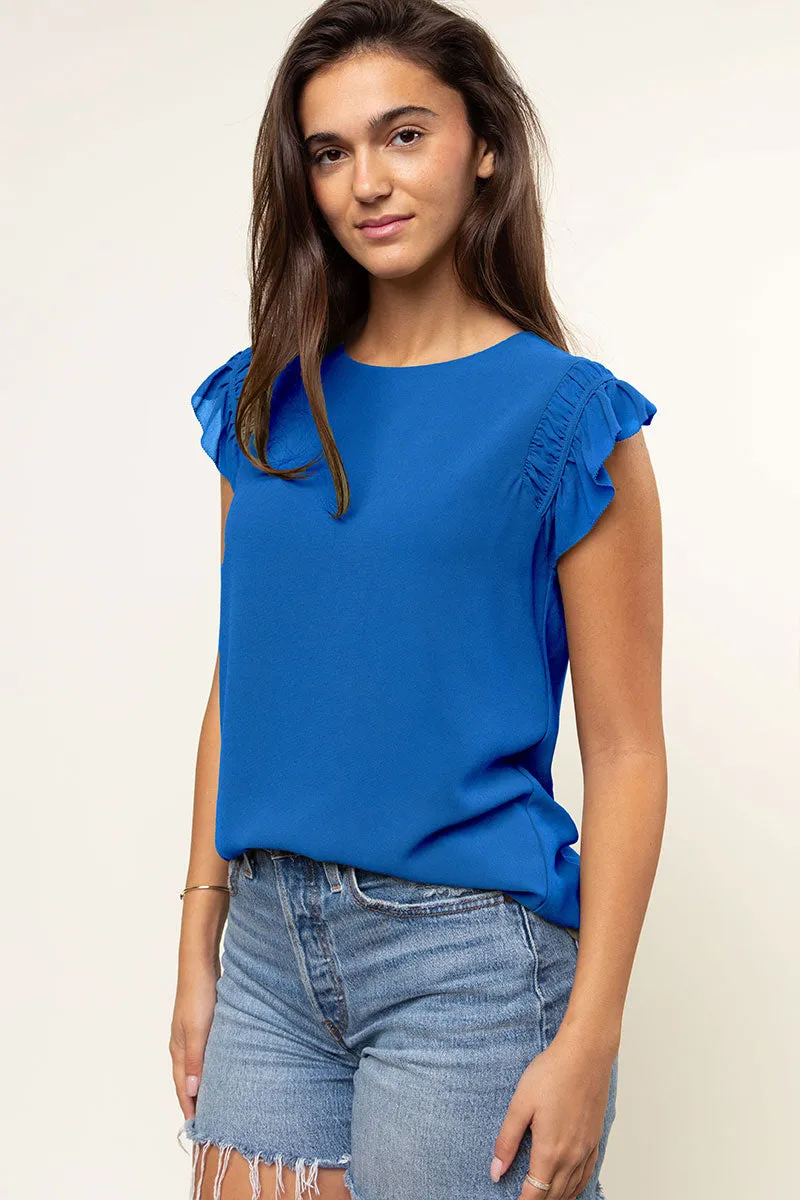Ruffled Shoulder Sleeve Top