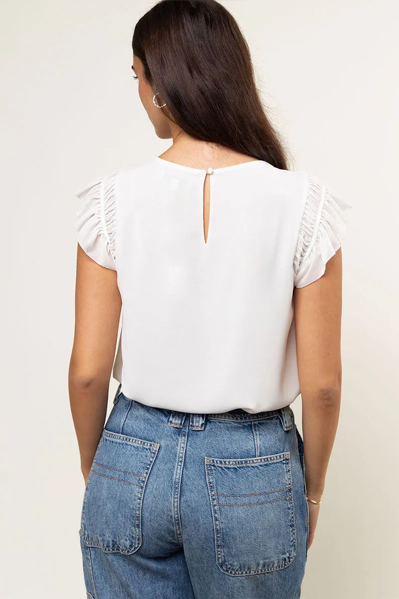 Ruffled Shoulder Sleeve Top