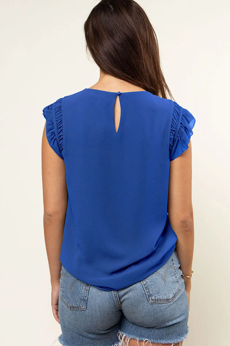 Ruffled Shoulder Sleeve Top