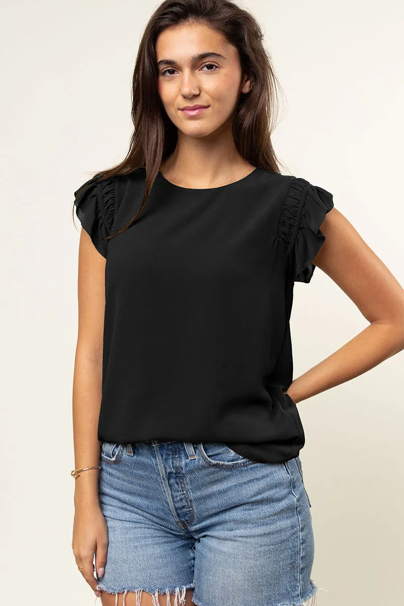 Ruffled Shoulder Sleeve Top