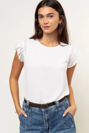 Ruffled Shoulder Sleeve Top