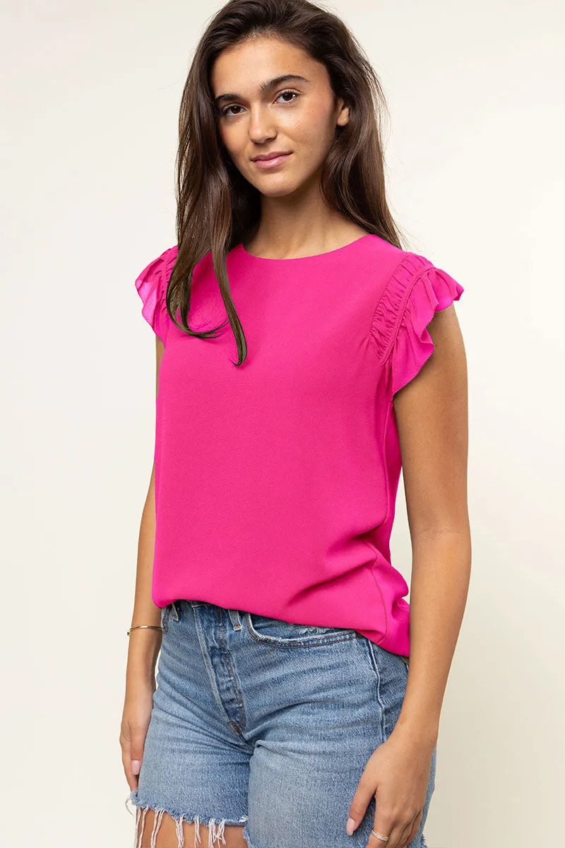 Ruffled Shoulder Sleeve Top