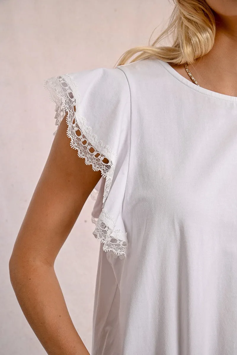 RUFFLED SLEEVE T-SHIRT